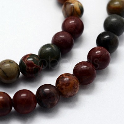 Natural Polychrome Jasper/Picasso Stone/Picasso Jasper Beads Strands G-I199-09-6mm-1