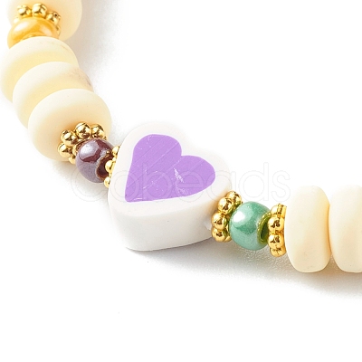 Handmade Polymer Clay Beads Stretch Bracelets BJEW-JB06432-1