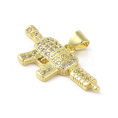 Rack Plating Brass Micro Pave Cubic Zirconia Pendants KK-C052-08C-G-1