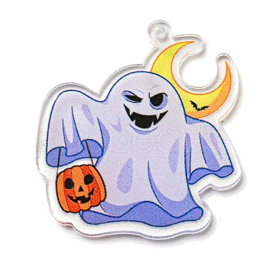 Halloween Theme Printed Acrylic Pendants OACR-P026-B06-1