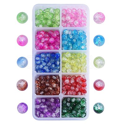 600Pcs 10 Colors Baking Painted Crackle Glass Bead Strands CCG-SZ0001-05-1