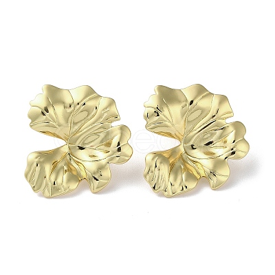 Rack Plating Brass Leaf Stud Earrings EJEW-M237-04G-1