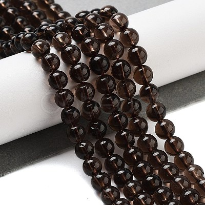 Natural Smoky Quartz Round Beads Strands G-E329-6mm-38A-1