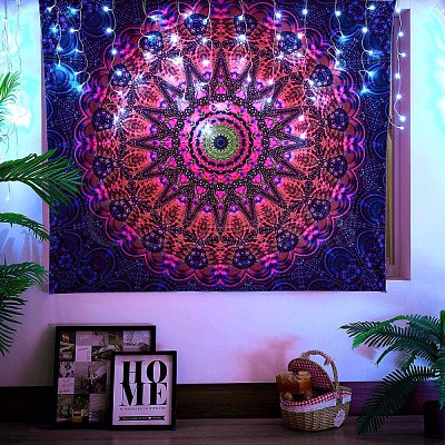 Black Light Boho Mandala Wall Tapestry JX154F-1