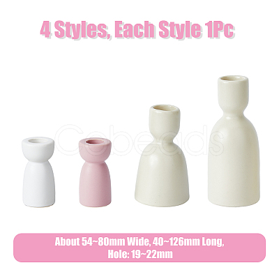 DICOSMETIC 4pcs 4 styles Vase Shape Porcelain Candle Holder AJEW-DC0001-30-1