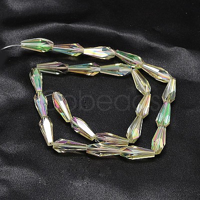 Full Rainbow Plated Faceted Teardrop Glass Bead Strands EGLA-J096-FR02-1