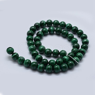 Natural Malachite Beads Strands G-F571-27A1-8mm-1