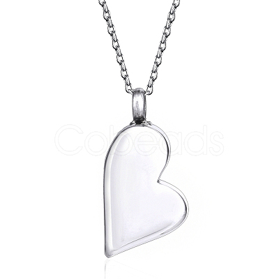 Non-Tarnish Stainless Steel Heart Urn Ashes Pendant Necklace BOTT-PW0007-08-1