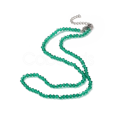 Transparent Glass Bicone Beaded Necklaces with 304 Stainless Steel Lobster Claw Clasp & Chain Extender NJEW-JN04223-1