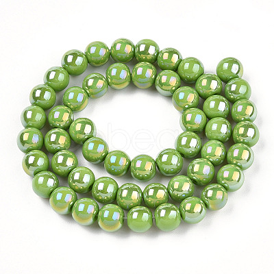 Electroplate Opaque Glass Beads Strands GLAA-T032-P8mm-AB06-1