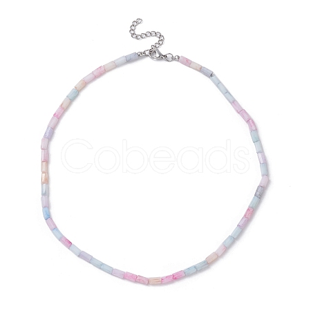 Glass Rectangle Beaded Necklace NJEW-JN04328-1