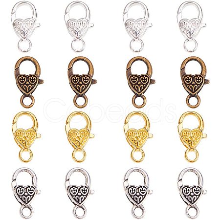 Tibetan Style Heart Lobster Claw Clasps PALLOY-PH0012-58-1