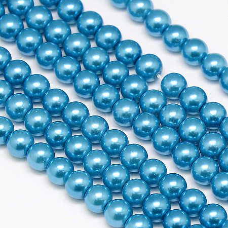 Dyed Glass Pearl Round Bead Strands X-HY-A002-10mm-RB073-1