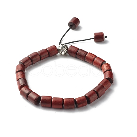 Waxed Wooden Column Beads Stretch Bracelet for Men Women BJEW-JB06776-1