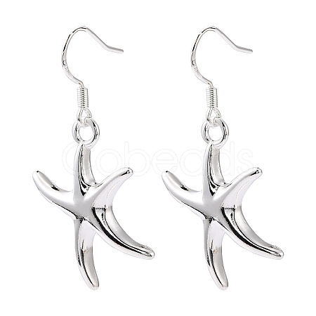 Star Brass Dangle Earrings EJEW-BB11895-1