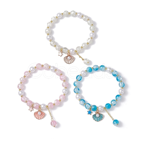 3Pcs 3 Color Glass Beads Stretch Bracelet BJEW-JB09751-01-1