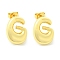 Rack Plating Brass Earrings, Cadmium Free & Lead Free, Long-Lasting Plated, Stud Earrings, Alphabet, Real 18K Gold Plated, Letter G, 14x11mm