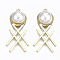 Alloy Pendants, with Imitation Pearl ABS Plastic, Cadmium Free & Lead Free, Light Gold, Creamy White, 41x20x7.5mm, Hole: 1.2mm