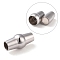 Tarnish Resistant 304 Stainless Steel Magnetic Clasps with Glue-in Ends, Barrel, Stainless Steel Color, 15x8mm, Hole: 4mm