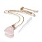 Natural Rose Quartz Openable Perfume Bottle Pendant Necklaces, with Stainless Steel Cable Chain and Plastic Dropper, Heart, 50~55cm, Bottle Capacity: 0.15~0.3ml(0.005~0.01 fl. oz), 2mm