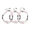 Natural Rose Quartz Round & Synthetic Non-magnetic Hematite & White Shell Beaded Bracelets for Women, 7-1/4 inch(18.5cm)