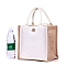 Linen Tote Bags, DIY Painting Bag, Reusable Beach Shopping Grocery Bag with Handle, White, 25x18x25cm