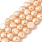 Natural Cultured Freshwater Pearl Beads Strands, Two Sides Polished, Light Salmon, 8~9mm, Hole: 0.5mm, about 23pcs/strand, 6.89''(17.5cm)