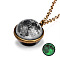 Luminous Glass Planet Pendant Necklace with Antique Golden Alloy Chains, Dark Gray, 19.69 inch(50cm)