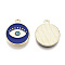 Alloy Enamel Pendants, Cadmium Free & Lead Free, Light Gold, Flat Round with Evil Eye, Medium Blue, 18x15.5x1.8mm, Hole: 1.6mm