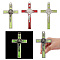 Nbeads 3Pcs 3 Style Zinc Alloy Enamel Big Pendants, Crucifix Cross Charm, Platinum, Religion, Mixed Color, 125~127x73~73.5x9~13mm, Hole: 5.5mm, 1pc/style