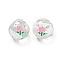 Transparent Printed Acrylic Beads, Teardrop, Pink, 18.5x18x18.5mm, Hole: 4mm