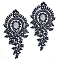 Polyester Embroidery Flower Lace Appliques, Sew on Ornament Accessories, Black, 260x145x1.5mm