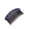 Plastic Hair Combs, with Rhinestone, Sapphire, 105mm