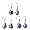 Natural Amethyst Palm Dangle Earrings, Platinum Brass Jewelry for Women, 38.5mm, Pin: 0.6mm