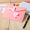 Retro Kraft Paper Envelopes, with Silk Ribbon, Rectangle with Bowknot, Pink, 110x220mm