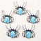 Synthetic Turquoise Pendants, Spider Charms, Antique Silver, 36x34mm