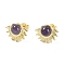 Natural Amethyst Stud Earrings, with Golden Tone Rack Plating Brass Findings, Sun, 14.6x10.9mm