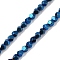 Electroplated Synthetic Non-magnetic Hematite Beads Strands, Nickel Free & Lead Free, Polygon(Color Retention for 3 Years), Blue Plated, 4mm, Hole: 1mm, about 98pcs/strand, 15.55''(39.5cm)