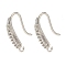 Rack Plating Brass Micro Pave Clear Cubic Zirconia Earring Hooks, Ear Wire, Long-Lasting Plated, Lead Free & Cadmium Free, Silver, 16.5x9x4mm, Hole: 1mm, Pin: 1mm