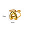 304 Stainless Steel Finger Ring, Real 18K Gold Plated Cuff Ring, Letter A, Inner Diameter: 18mm, Letter: 14~15x6.5~19mm