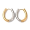 Oval Ion Plating(IP) 304 Stainless Steel Two Tone Hoop Earrings for Women, Golden & Stainless Steel Color, 26x21x3mm