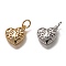 Brass Micro Pave Clear Cubic Zirconia Charms, Cadmium Free & Lead Free, Long-Lasting Plated, Heart with Tree of Life, Mixed Color, 10x10.5x2mm, Hole: 3mm