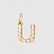 Stainless Steel Cubic Zirconia Pendants with Jump Rings, Real 14K Gold Plated, Long-Lasting Plated, Letter U, 8mm