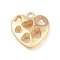 CCB Plastic Pendants, Heart with Hollow Heart, Golden, 26x24x7.5mm, Hole: 3mm