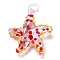 Handmade Lampwork Pendants, Starfish, Pink, 34~40x31~36.5x6~9mm, Hole: 3~7mm