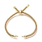 Braided Cotton Cord Slider Bracelet Making, with Rack Plating Brass Findings, Real 18K Gold Plated, Goldenrod, 8-5/8x1/8 inch(22x0.3cm), Hole: 2mm