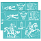 Self-Adhesive Silk Screen Printing Stencil, for Painting on Wood, DIY Decoration T-Shirt Fabric, Turquoise, Horse, 280x220mm