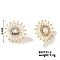 3D Sunflower Copper & Zircon Stud Earrings Fashionable Luxury Japanese Style, Golden, 21x6mm