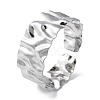304 Stainless Steel Textured Open Cuff Bangle for Women BJEW-Q770-02P-1