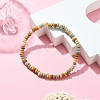 Natural Crazy Agate Flat Round Beaded Stretch Bracelets for Women BJEW-JB09717-04-2